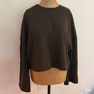 Alysi sz 4 Brown wool blend Women's Sweater bell sleeve back zip great condition